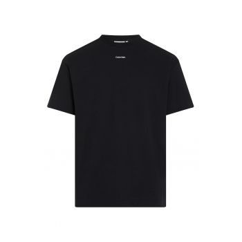 Tricou de bumbac cu decolteu la baza gatului