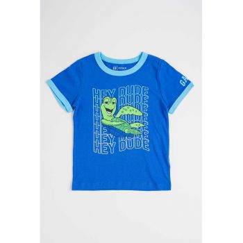 Tricou de bumbac cu detalii contrastante