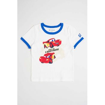Tricou de bumbac cu detalii contrastante