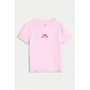 Tricou din amestec de bumbac cu decolteu la baza gatului