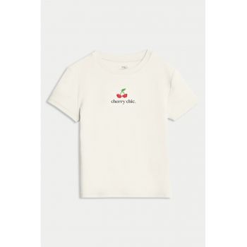 Tricou din amestec de bumbac cu decolteu la baza gatului