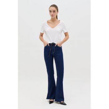 Tricou din bumbac cu decolteu in V
