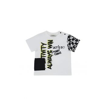 Tricou imprimat  - Feeling Good - Alb/Negru - pentru baietei
