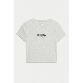 Tricou striat cu decolteu rotund