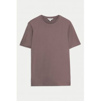 Tricou uni cu decolteu la baza gatului