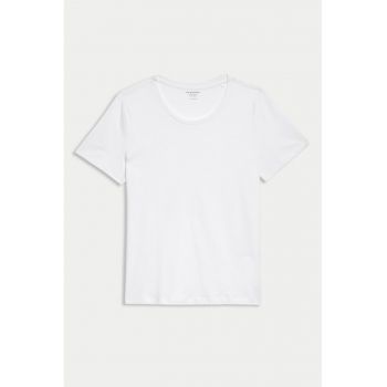 Tricou uni cu decolteu rotund