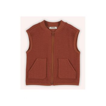 Vesta tricotata cu model matlasat -  - Retro Journey - Caramiziu - pentru baieti
