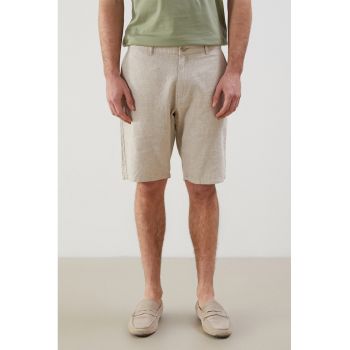 Bermude chino din amestec de bumbac si in cu model uni