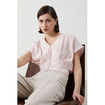Bluza crop cu nasturi