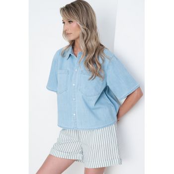 Camasa de denim cu buzunare pe piept Tula