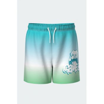 Pantaloni scurti de baie cu imprimeu tie-dye si snur