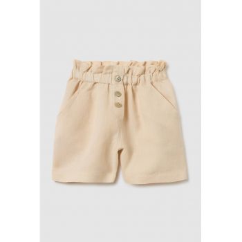Pantaloni scurti din amestec de in cu talie inalta