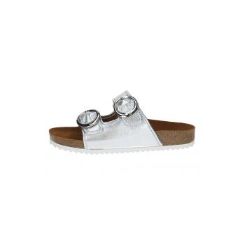 Papuci de piele cu aspect metalic