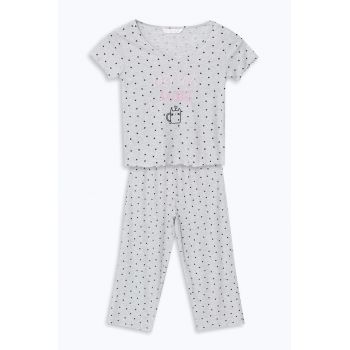 Pijama cu buline - model si decolteu in V