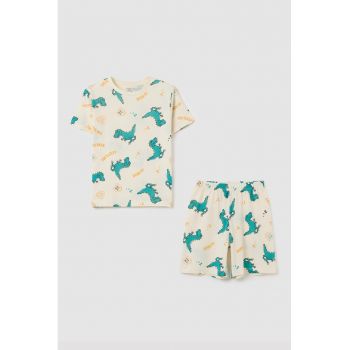 Pijama scurta cu imprimeu cu dinozaur