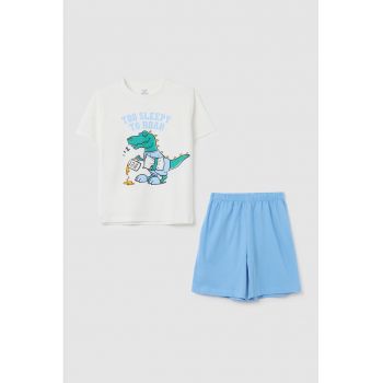 Pijama scurta cu imprimeu cu dinozaur