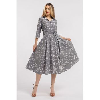 Rochie-camasa evazata cu cordon in talie
