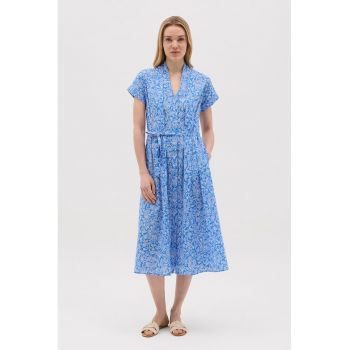 Rochie cu model floral si buzunare laterale ieftina