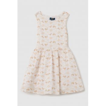 Rochie cu model floral si decupaj pe spate
