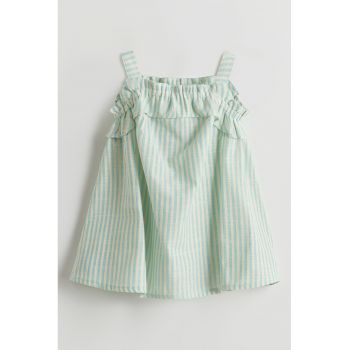 Rochie cu model in dungi si decolteu patrat