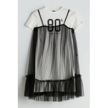 Rochie de bumbac cu tul