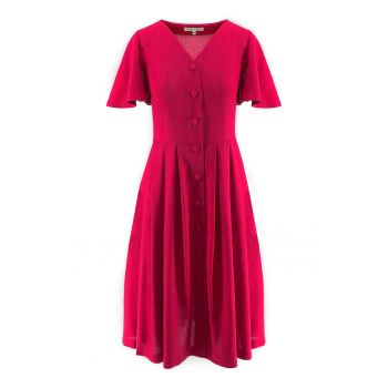 Rochie din amestec de in cu decolteu in V