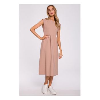 Rochie midi cu maneci impodobite - mocha