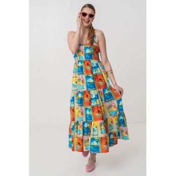 Rochie midi evazata cu model