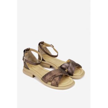 Sandale dama  bronz din piele naturala