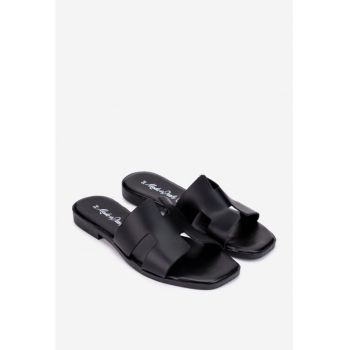Sandale tip papuc dama din piele neagra
