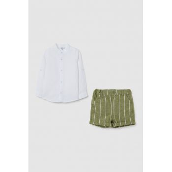Set de camasa din amestec de in si pantaloni scurti
