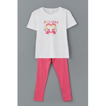 Set de colanti cu talie elastica si tricou - 2 piese