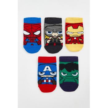 Set de sosete pana la glezna cu imprimeu Marvel - 5 perechi