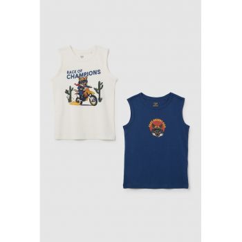 Set de top-uri din bumbac cu imprimeu - 2 piese