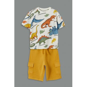 Set de tricou din bumbac si pantaloni scurti cu imprimeu - 2 Piese