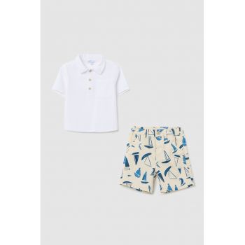Set de tricou polo si pantaloni scurti cu imprimeu