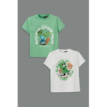 Set de tricouri din bumbac cu imprimeu - 2 piese