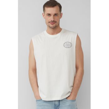 Top din bumbac cu decolteu la baza gatului