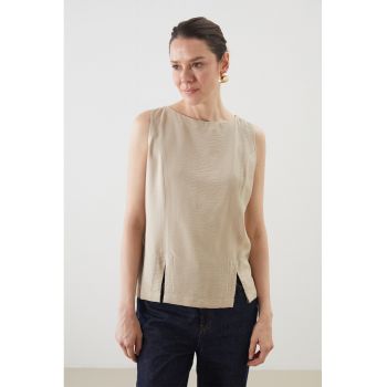 Top slim fit cu slituri