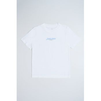 Tricou cu decolteu la baza gatului si imprimeu logo