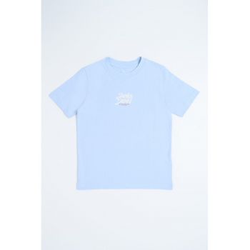 Tricou cu decolteu la baza gatului si imprimeu logo