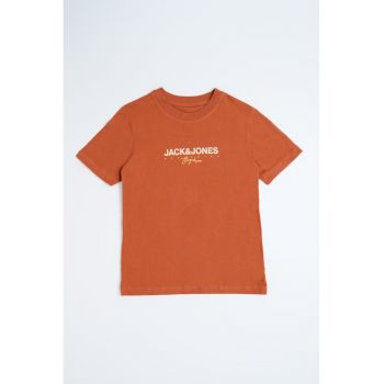 Tricou cu decolteu la baza gatului si imprimeu logo