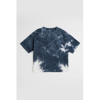 Tricou cu decolteu la baza gatului si model tie-dye