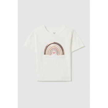 Tricou cu strasuri si detaliu brodat