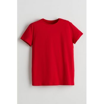 Tricou de bumbac cu decolteu la baza gatului