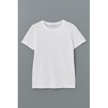 Tricou de bumbac cu decolteu la baza gatului