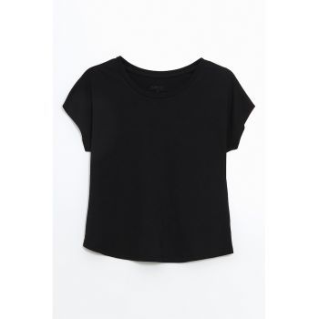 Tricou de bumbac cu decolteu rotund