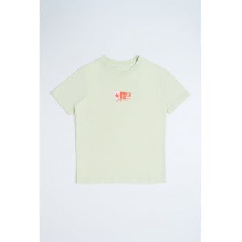 Tricou de bumbac cu imprimeu grafic discret