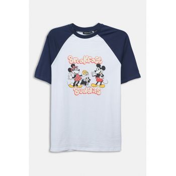 Tricou de bumbac cu imprimeu Mickey & Minnie Mouse
