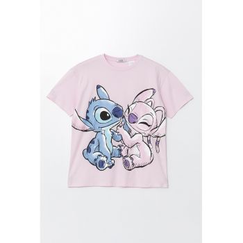 Tricou de bumbac cu imprimeu Stitch